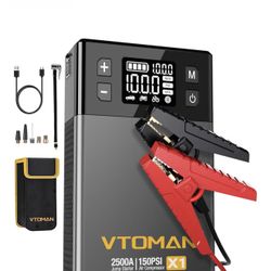 VTOMAN X1 Jump Starter with Air Compressor, Car Battery Jumper Starter (2500A, Up to 8.5L Gas/6L Diesel Engine) with 150PSI Auto Tire Inflator, 12V Po