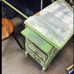 Distressed vintage teachers desk