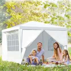 10x10 Wedding Party Tent Outdoor Canopy Tent with 4 Sides White For Event Birthday Party.
