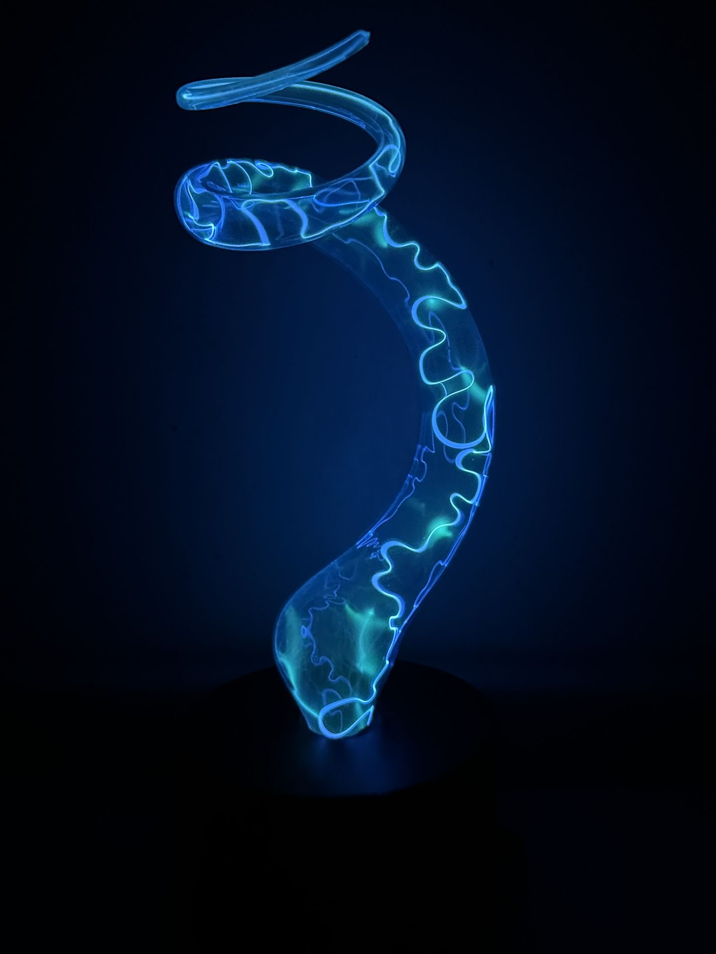 Rare, Vintage 80s/90s Sculptured Electra Blue Glass Touch Lamp from LumiSource, Inc.