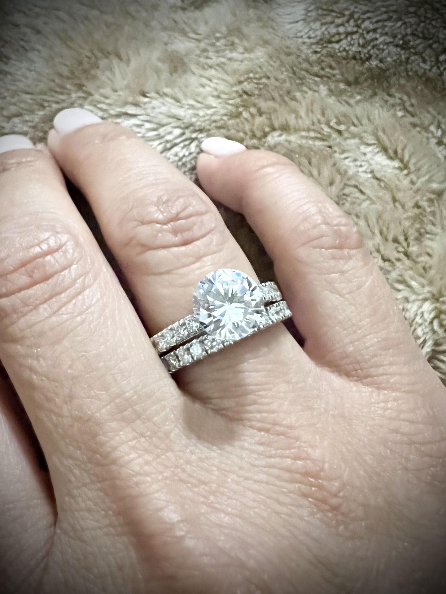Diamond Engagement Ring Setting & Diamond Band (Set)
