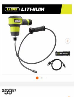 New RYOBI USB Lithium 3' Drain Auger Kit (Model FVPC55K) – Includes 2.0Ah Battery