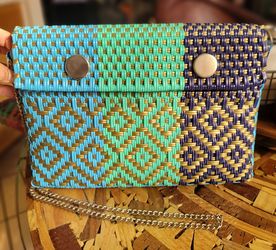Artisan hand made Woven Clutch Bag with Chain Strap
