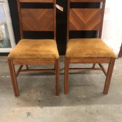 Art Deco Set Of Two Vintage Dining Chairs 
