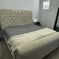 King Size Sleigh Bed with Mattress And Box Spring