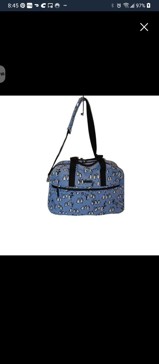 Vera Bradley medium traveler bag in playful penguins