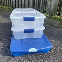Lot of 3 Wheeled UnderBed Storage Containers with Lids