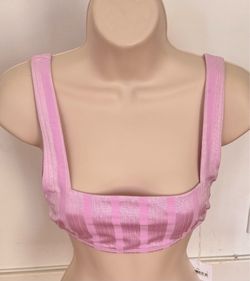 NWT Vitamin A Mika pink striped square neck bralette swim top, size S