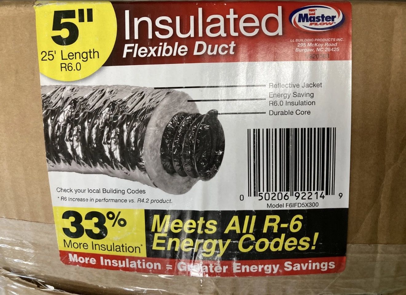 Master Flow 5” Insulated Flexible Duct