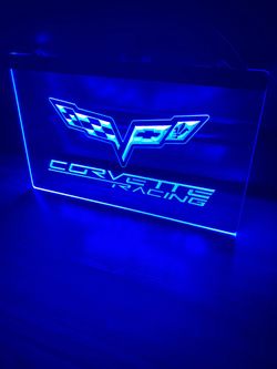 CORVETTE RACING LED NEON BLUE LIGHT SIGN 8x12