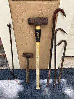 Water key, sludge hammers, craw bars