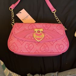 Juicy Couture Pink Embossed Heart Shoulder Bag