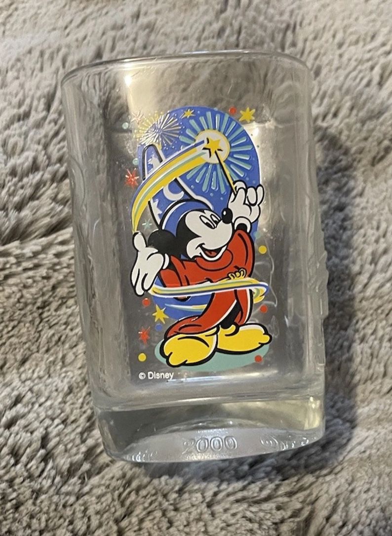 50th Anniversary Mickie Mouse Epcot Glass Cup Walt Disney World Collectible 2000
