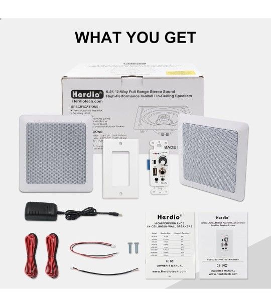 Herdio 5.25 Inch Bluetooth Ceiling Speakers