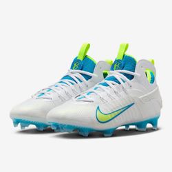 Men's Nike Alpha Huarache 9 Elite LAX Mid Vivid Blue Volt Green Football Cleats Sz 10.🏈