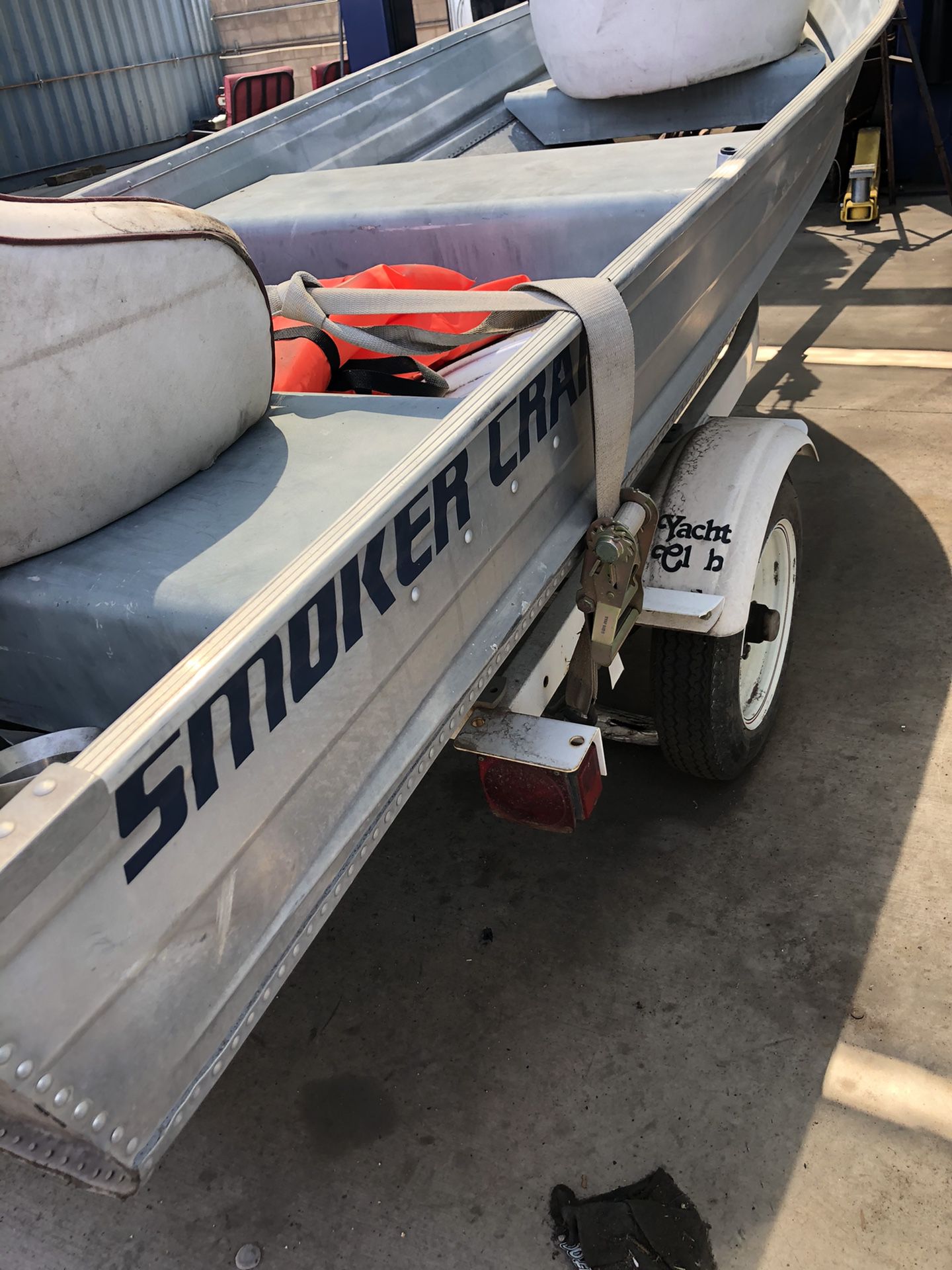 12 ft aluminum fishing boat w trailer and motor