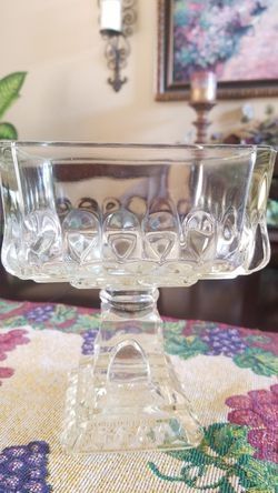 Antique Glass Etched Candy Holder