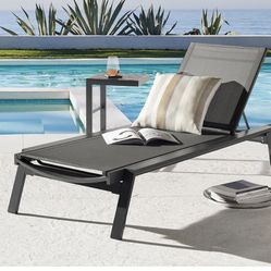 Pottery Barn Indio Metal Stackable Outdoor Chaise Lounge, Set Of 2