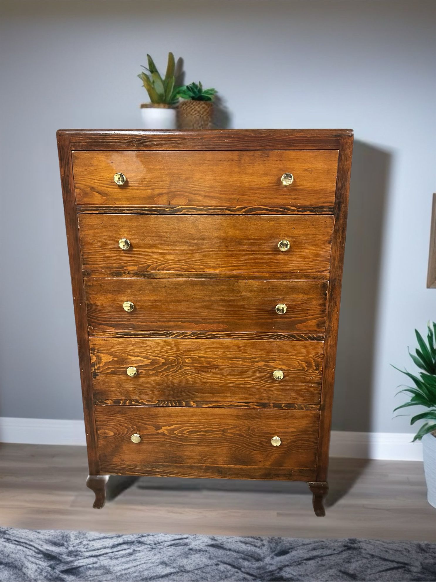 Tall Antique Oak Dresser