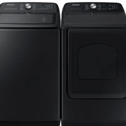 BLACK SAMSUNG FRONT LOADER SMART WASHER AND DRYER SET 