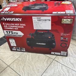 Husky 4 Gallon Air Compressor 175 Psi With Hose And Nailer 