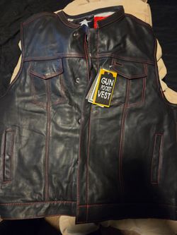 American Flag Motorcycle 3x Leather Vest
