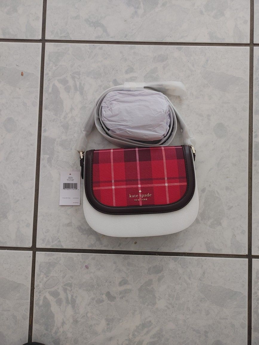 Kate Spade New York Saddle Bag WKR00576 Blake Classic Plaid 556 Brand New