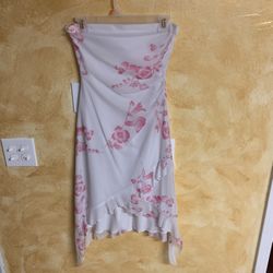 Gorgeous White Dress With Pink Glitter Flowers