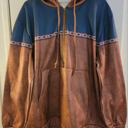 Brand New Men's Long Sleeve Hoodie Sweatshirt Half Zip Front Pocket Size 1X