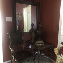 3 Piece Set Chair Mirror Table