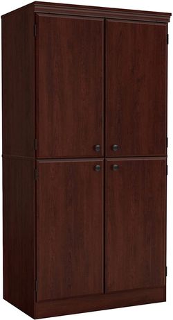 Modern Storage Cabinet with Adjustable Shelves, 4 Doors, Royal Cherry