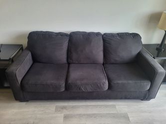 Dark Charcoal 3-Seat Fabric Couch – Clean, No Tears or Stains