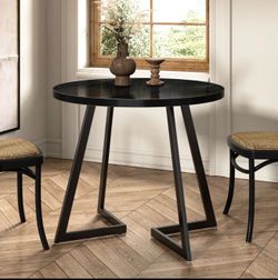 30 Inch Black Small Round Dining Table for 2