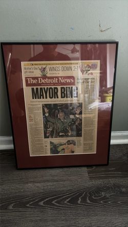Framed Detroit News Mayor Bing Front Page 2009