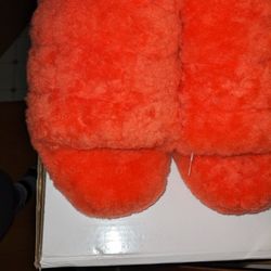 Ugg Women Fuzzy Slides Orange Size 8