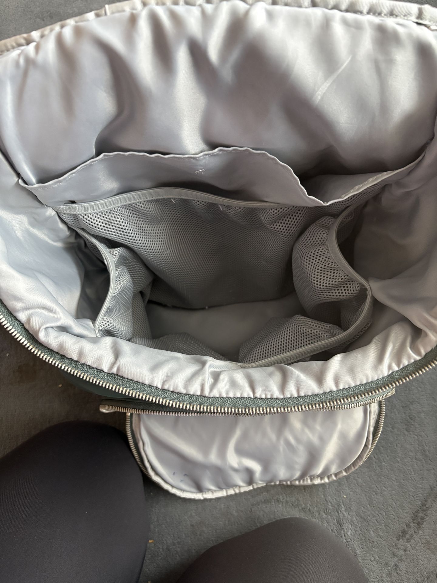 Green Lululemon new parent backpack