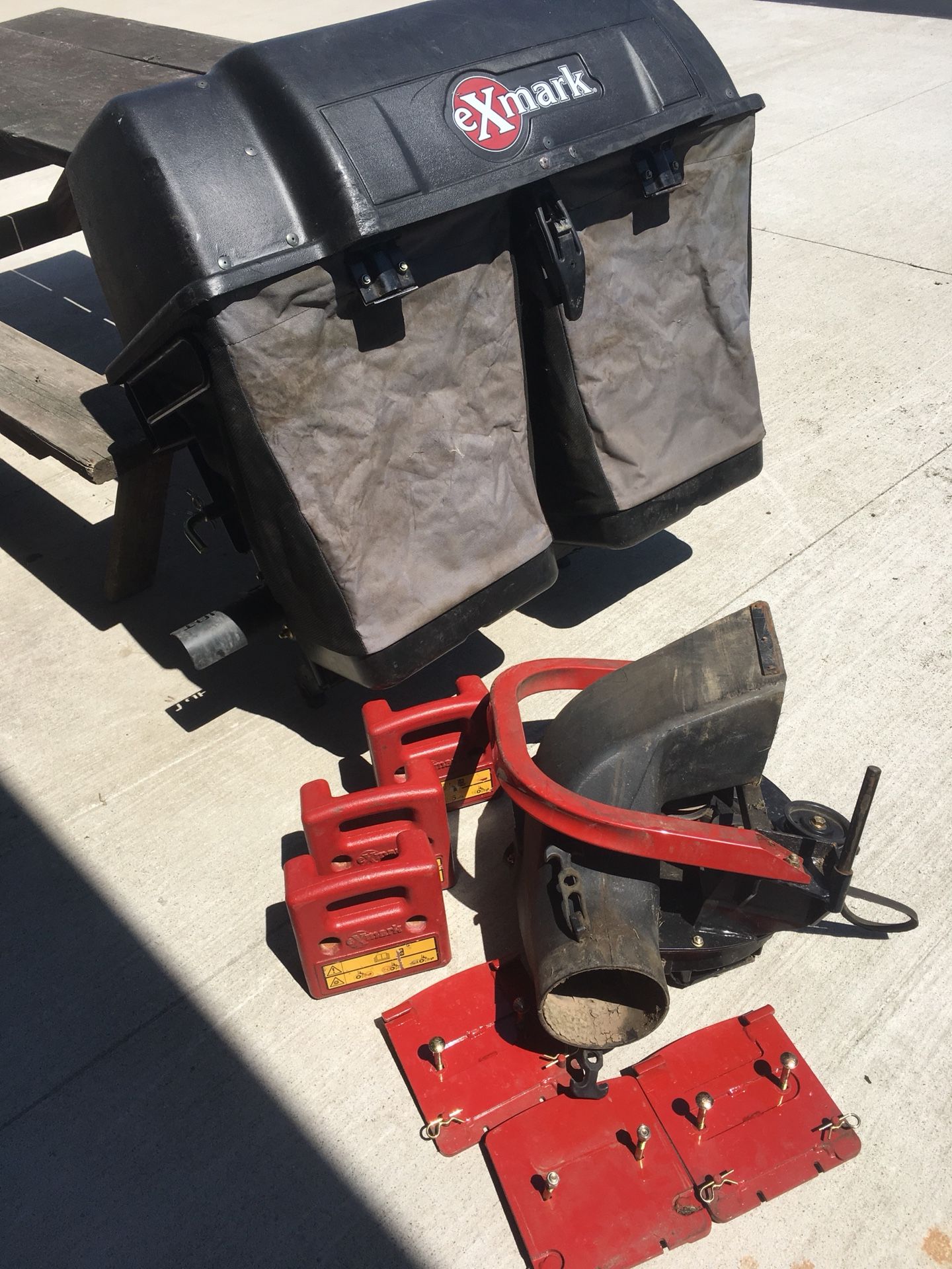Exmark bagger system . Model # LZuv2b with the counter weights