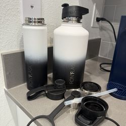 Thermos  Camping & Hiking Hydration Flask with Straw, Wide Mouth Insulated Stainless Steel Sports Water Bottle - 40 oz & 64 oz - Straw (1 Lid)