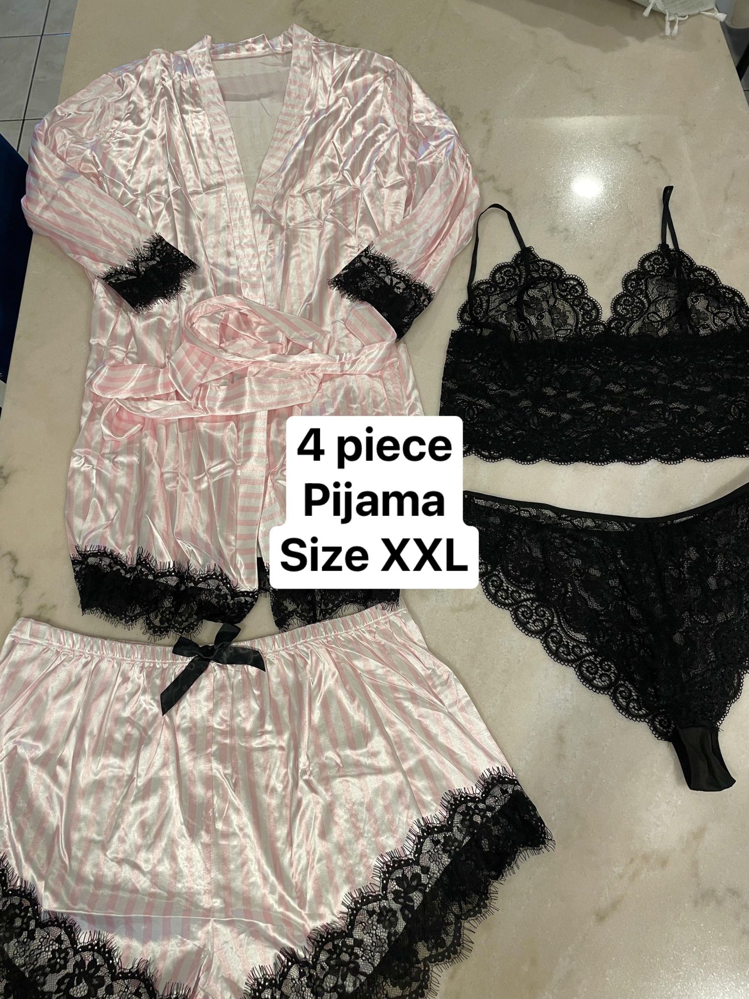 Satin 4 Piece Pijama 