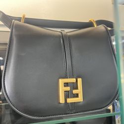 fendi Black smooth and full-grain leather bag