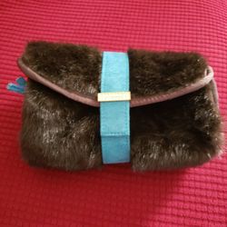 Stephanie Johnson Brown Faux Fur Travel/Makeup Organizer