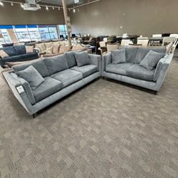 Gray Sofa and Loveseat Set