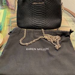 Karen Millen Black Crossbody Bag with Chain Strap