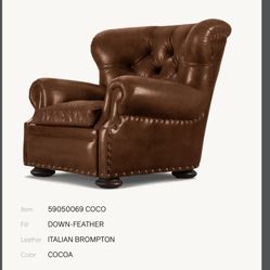Restoration Hardware Plush Brown Recliner