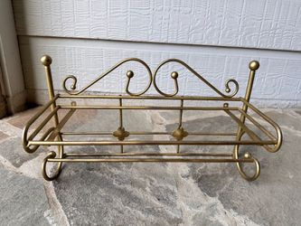 Vintage Gold Metal Shelf and Towel Rack