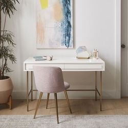 West Elm Gemini Desk – White & Antique Brass