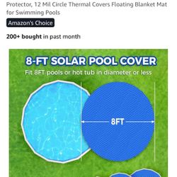 Solar Pool Cover 8 Ft Round Solar Blanket for Above Ground Inground Pools