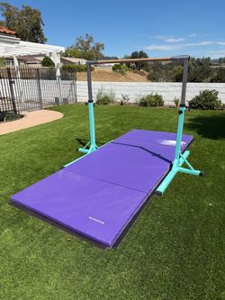 FBSPORT Adjustable Gymnastics Bar + Large BalanceFrom Folding Mat