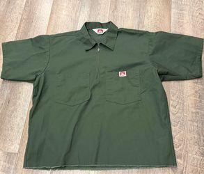 Ben Davis 1/2 Zip Forest Green Work Shirt Size Large