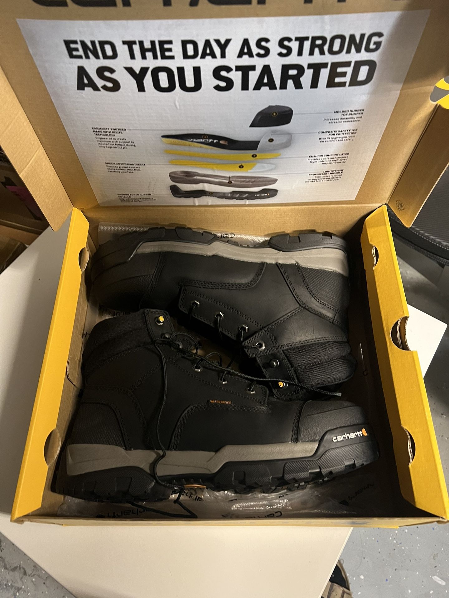 Carhartt Black 6 Inch Waterproof Work Boots (Men’s 10.5)